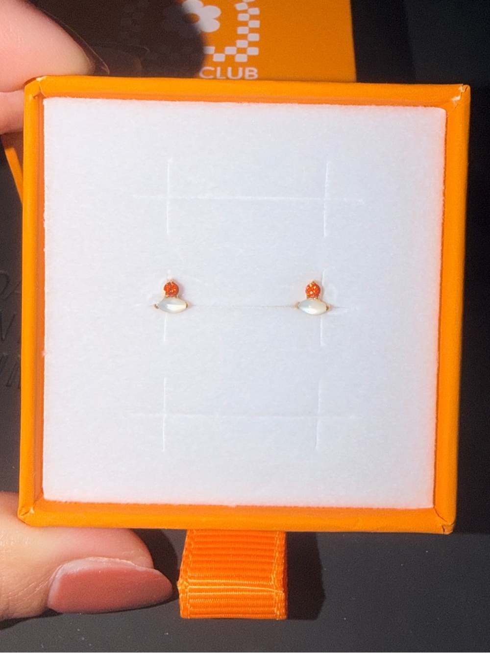 Cords Club Studs of the Month Orange Accent Pearl Stud Earrings